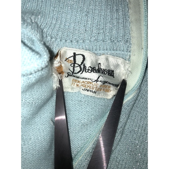 VTG BROADWAY SUBURBANITE SPORTSWEAR Blue Turtleneck Sweater Silver Metallic - Picture 6 of 6